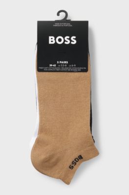 Five-pack of soft combed-cotton ankle socks, Black  /  White  /  Beige