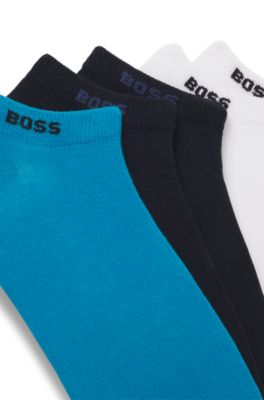 Five-pack of cotton-blend ankle socks with branding, Black / White / Blue