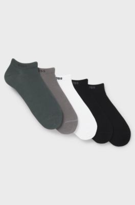 Vijf paar enkelsokken van een katoenmix met logo&rsquo;s, White / Grey / Black