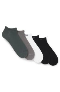 Five-pack of cotton-blend ankle socks with branding, White / Grey / Black
