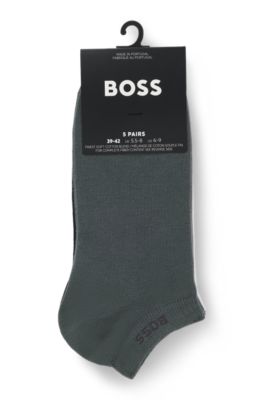 Five-pack of cotton-blend ankle socks with branding, White / Grey / Black