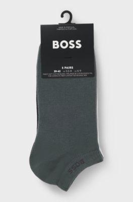 Five-pack of soft combed-cotton ankle socks, White / Grey / Black
