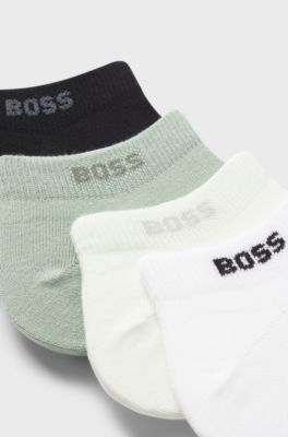 Five-pack of soft combed-cotton ankle socks, Green / Black / White