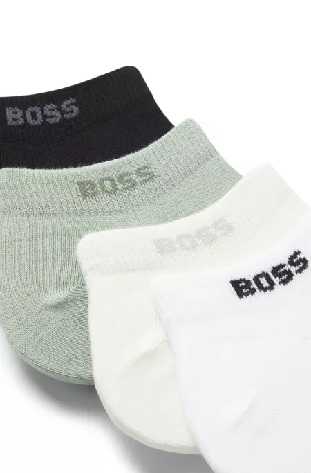 Lot de cinq paires de chaussettes basses en coton mélangé avec logo