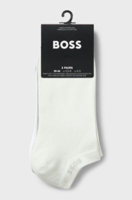 Five-pack of cotton-blend ankle socks with branding, Green / Black / White