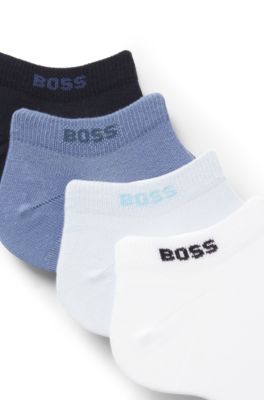 Five-pack of cotton-blend ankle socks with branding, Black / White / Blue
