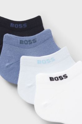 Five-pack of cotton-blend ankle socks with branding, Black / White / Blue