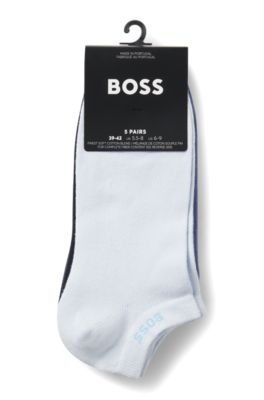 Five-pack of cotton-blend ankle socks with branding, Black / White / Blue