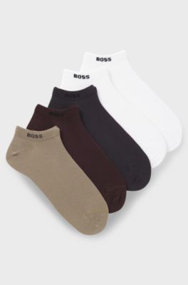 Five-pack of soft combed-cotton ankle socks, Beige / Brown / Black / White