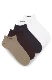 Five-pack of soft combed-cotton ankle socks, Beige / Brown / Black / White