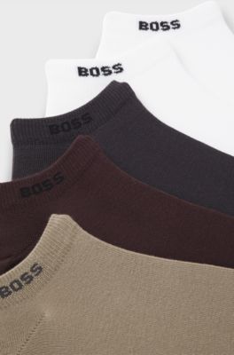 Five-pack of soft combed-cotton ankle socks, Beige / Brown / Black / White