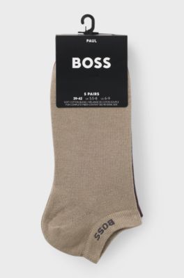 Five-pack of soft combed-cotton ankle socks, Beige / Brown / Black / White