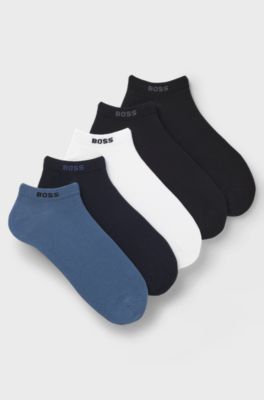 Five-pack cotton-blend ankle socks, Black / White / Blue