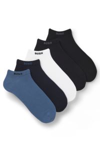 Five-pack cotton-blend ankle socks, Black / White / Blue