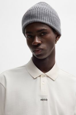 Cotton-piqu&eacute; polo shirt with logo print, White