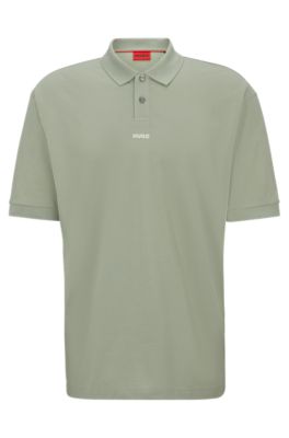 HUGO COTTON-PIQU POLO SHIRT WITH LOGO PRINT