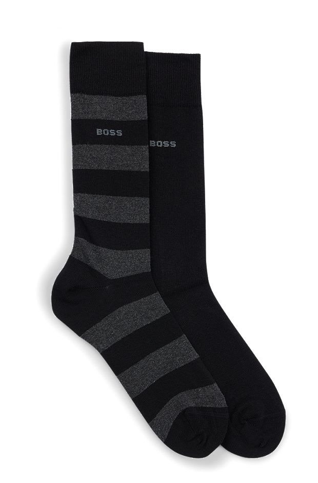 Two-pack of regular-length socks in a cotton blend, Black