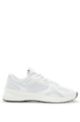 Mixed-material trainers with mesh and branding, White