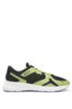 Mixed-material trainers with mesh and branding, Light Green