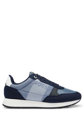 Tol vooroordeel fabriek BOSS - Mixed-material lace-up trainers with branded details
