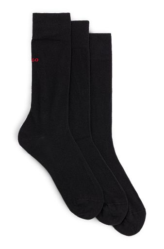 Three-pack of regular-length socks with logo details, Black