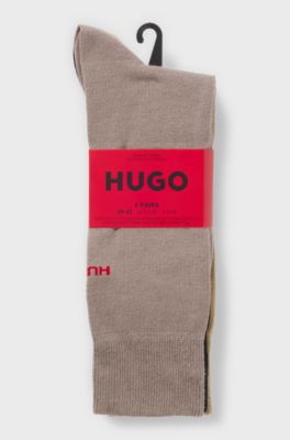 Three-pack of regular-length socks with logos, Beige / Brown / Black