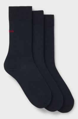 Three-pack of regular-length socks with logos, Dark Blue
