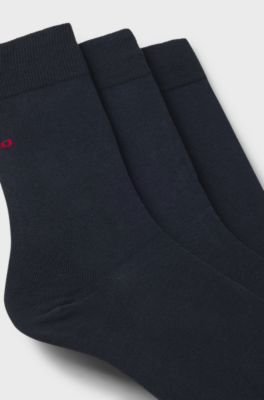Three-pack of regular-length socks with logos, Dark Blue