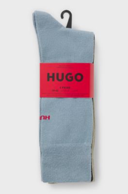 Three-pack of regular-length socks with logos, Beige / Black / Blue