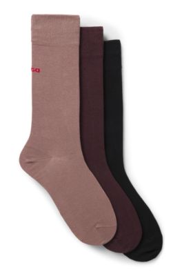 Three-pack of regular-length socks with logos, Black / Red