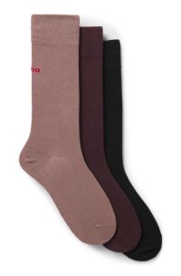 Three-pack of regular-length socks with logos, Black / Red