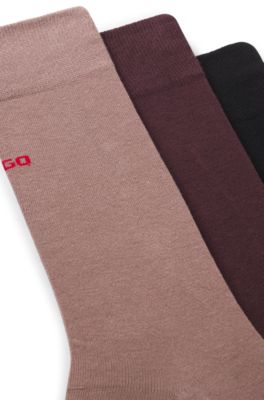 Calze ad altezza regolare con logo in confezione da tre, Nero / Rosso