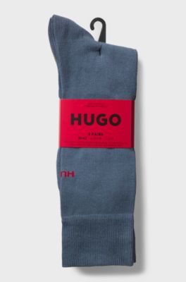 Three-pack of regular-length socks with logos, Black / Grey / Green