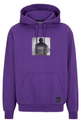 HUGO BOSS X KHABY RELAXED-FIT COTTON-BLEND HOODIE WITH LENTICULAR ARTWORK