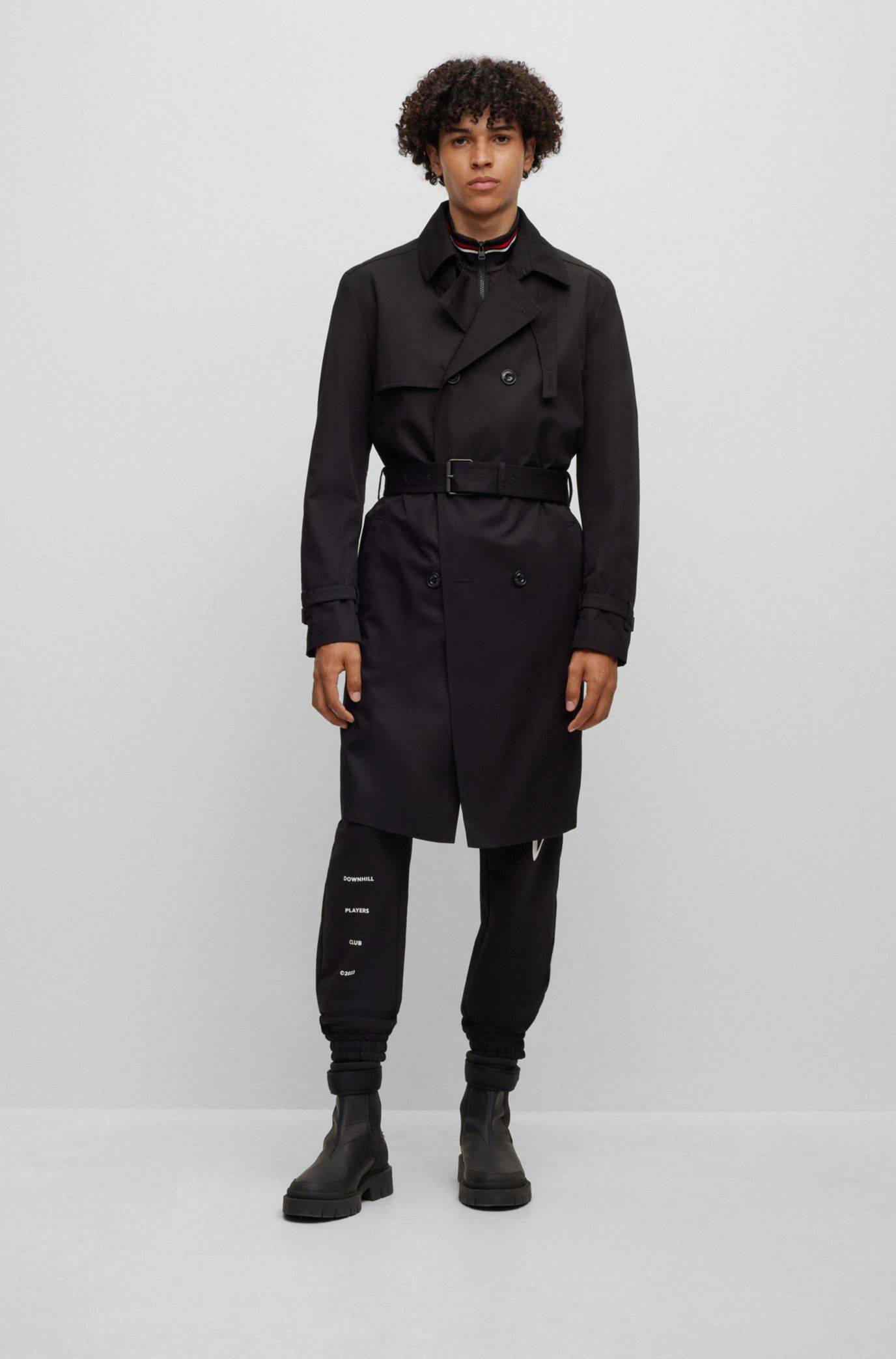 Hugo boss trench coat hot sale mens