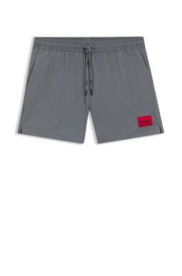 HUGO - Swim shorts with logo label - Grey