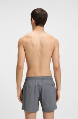 Quick-dry swim shorts with logo label, Grey