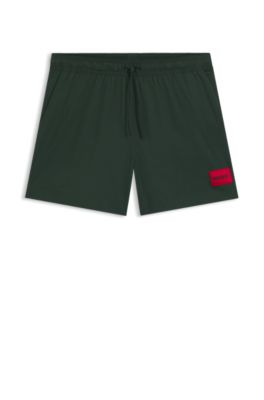 Quick-dry swim shorts with logo label, Green
