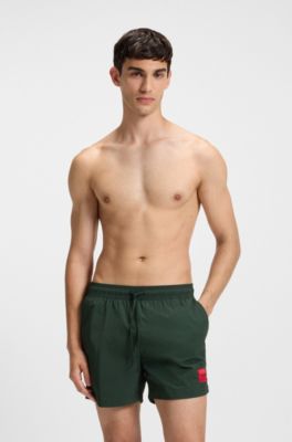 Short de bain &agrave; s&eacute;chage rapide avec &eacute;tiquette logo, Vert