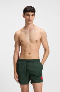 Short de bain à séchage rapide avec étiquette logo, Vert