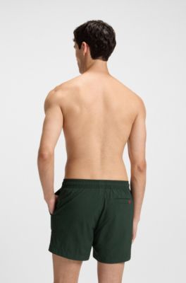 Quick-dry swim shorts with logo label, Green