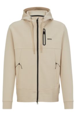 BOSS - Cotton-blend zip-up hoodie with advanced stretch