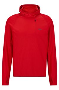 Regular-fit hoodie with decorative reflective pattern, Red