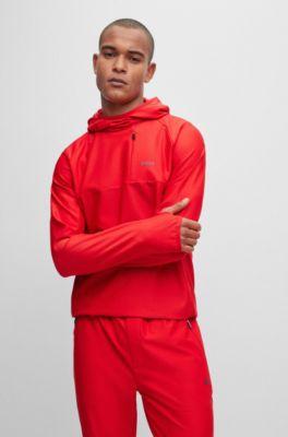 BOSS - Regular-fit hoodie with decorative reflective pattern