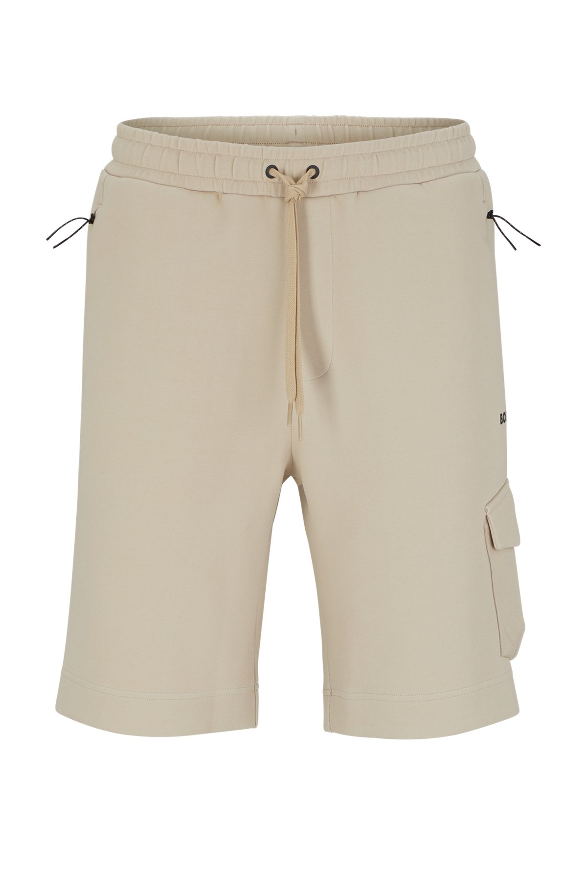 Advanced-stretch cotton-blend shorts with zipped pockets, Beige