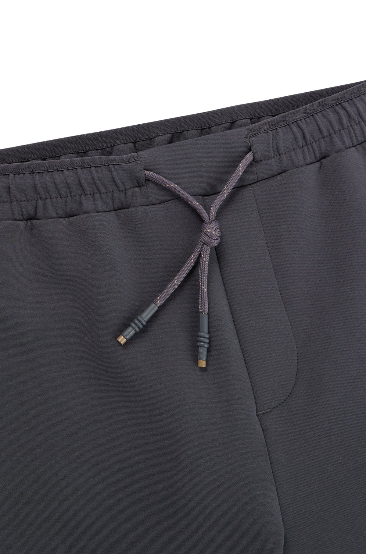 Stretch-cotton-blend shorts with tape trims, Dark Grey