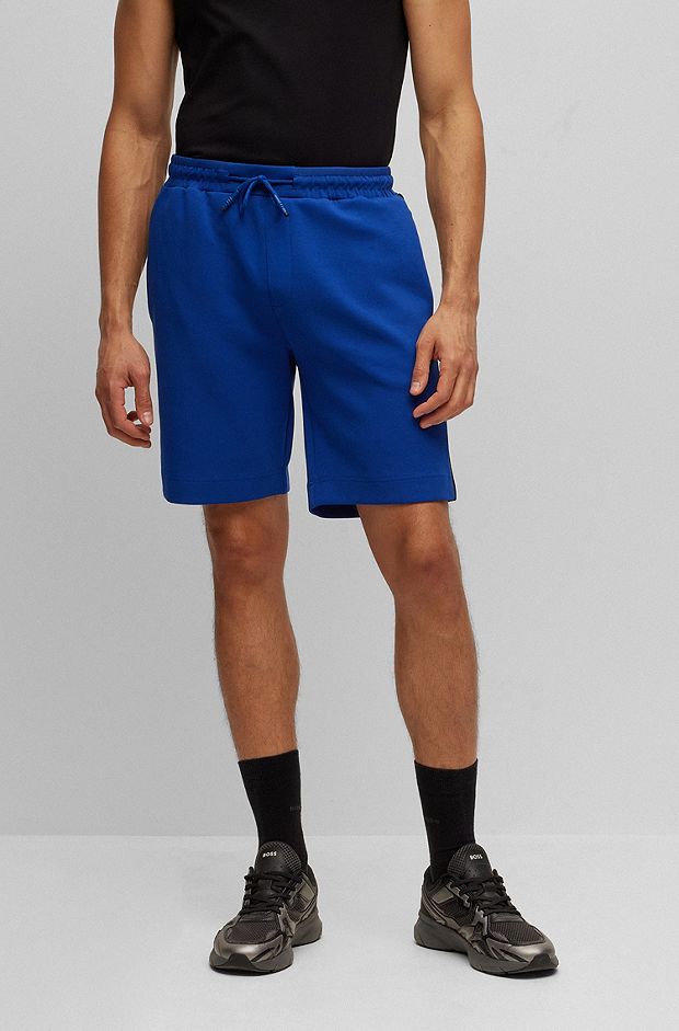 Stretch-cotton-blend shorts with tape trims, Blue