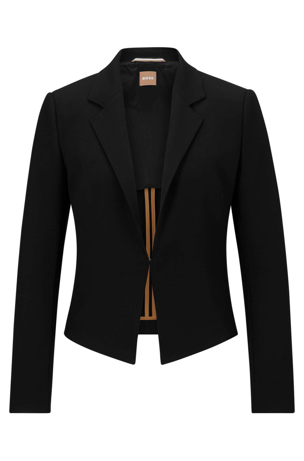 Slim-fit jacket in stretch fabric, Black