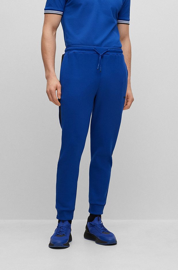 Cotton-blend tracksuit bottoms with side-stripe tape, Blue