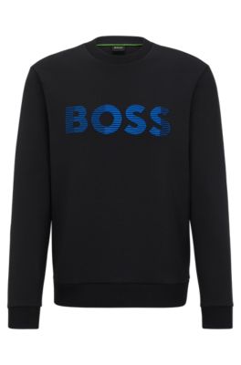 Cotton-blend sweatshirt with 3D logo embroidery, Black